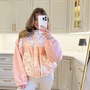 Anna Pink Floral Teddy Jacket